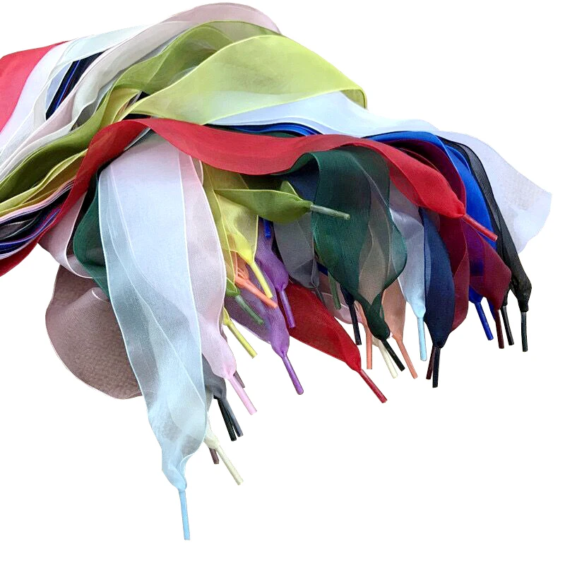 

Nice Style 4 CM Wide Shoelaces Flat Ribbon Laces of Organza for Sneakers Sport Shoes Boots