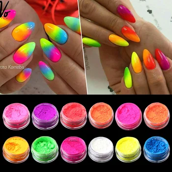 

12 Boxes Neon Nail Powder Flake Eyeshadow Pigment Fluorenscence Spangle Nail Glitter Sequins Chrome Dust Set DIY Nail Decoration
