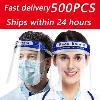 

500PCS Set Reusable Safety Transparent Protective Face Shield Mask Dust-Proof Oil-Proof Anti-Splash Face Protection Mask