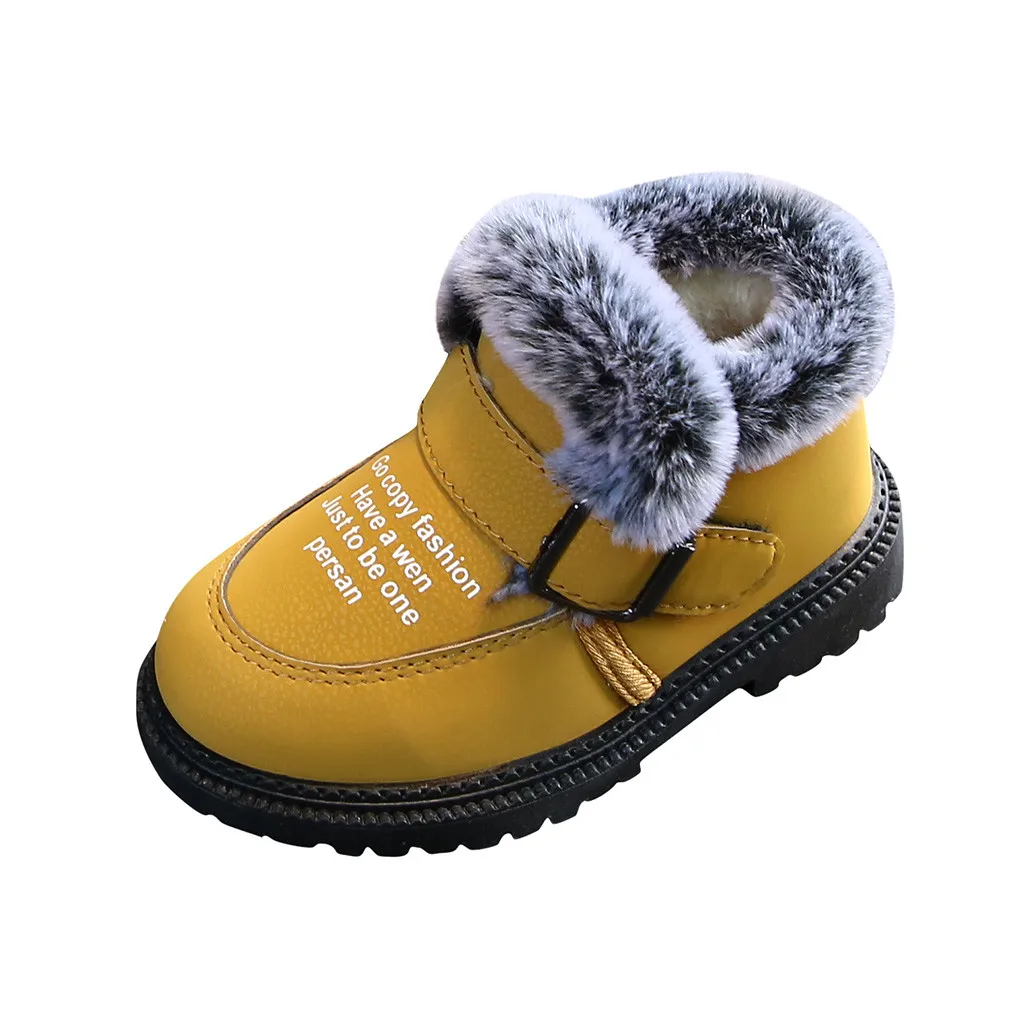 Детские ботинки для маленьких девочек и мальчиков; сезон осень-зима; бархатные ботинки для детей; теплые короткие ботильоны; Повседневная обувь; кроссовки - Цвет: Цвет: желтый