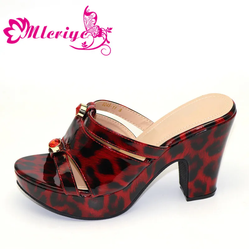 

Latest Red Color Women Slipper Elegant Italian Women Sandals Shoe for Party African Wedding High Heels Slip on Women Pumps Shoes