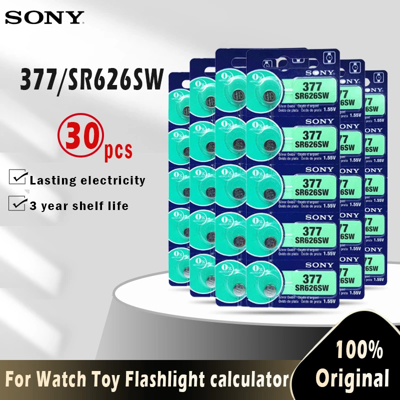 30pcs 100% Original 1.55V 377 377A SR626SW SR626 AG4 LR626 SR66 AG 4 Button  Coin Cell For Watch Toys Remote Cell Coin Battery|Button Cell Batteries| -  AliExpress