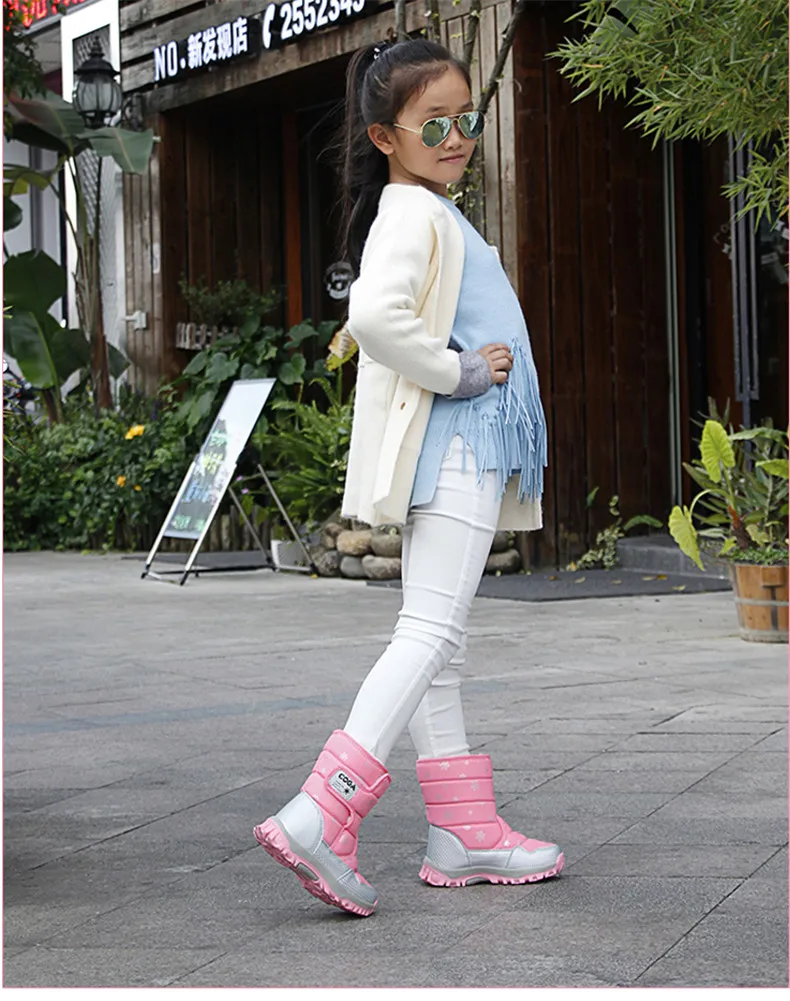 PINSEN 2019 Winter Kids Boots For Girls Boys Snow boots Parent-child shoes warm plush soft bottom Children Shoes Snow For Girls (8)