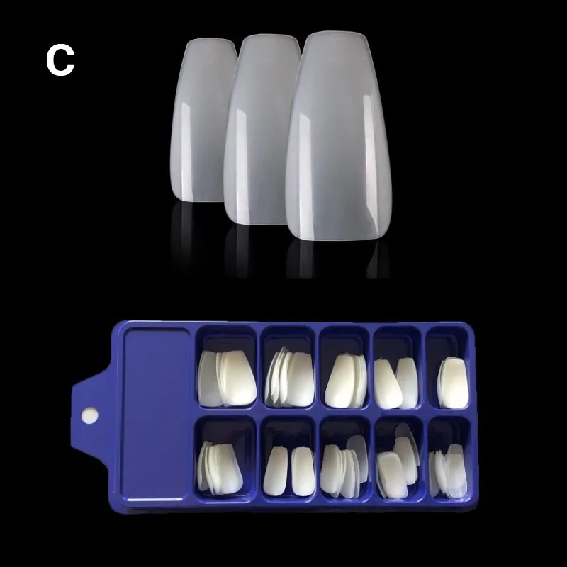 3 стиля 100 шт прозрачный белый натуральный накладной акриловый лак для ногтей полная крышка дисплей инструменты для маникюра Набор накладных ногтей советы - Цвет: C