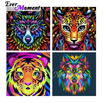 

Ever Moment Diamond Painting Handmade Colorful Animal Head Full Square 5D DIY Diamond Embroidery Mosaic Wall Decor 3F2078