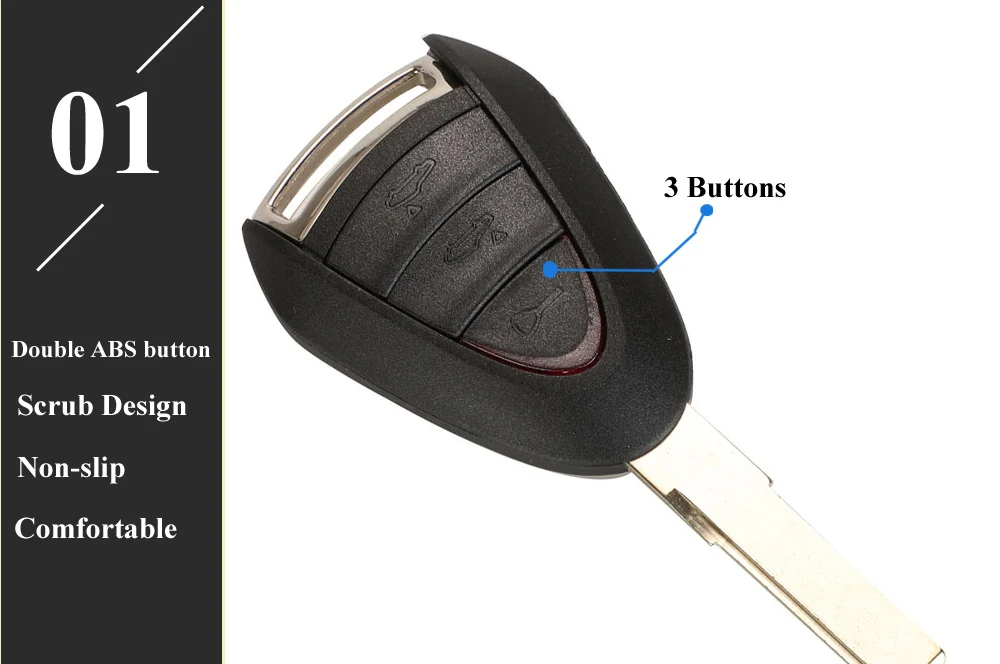 Jinyuqin 3 кнопки дистанционного ключа оболочки для Porsche Boxster/Cayman 911/997 Carrera и 911 Targa 2005-2012