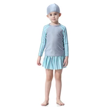 Мусульманский купальный костюм с длинными рукавами, бикини для девочек, исламский купальный костюм для детей, консервативный раздельный женский скромный купальный костюм, хиджаб Майо