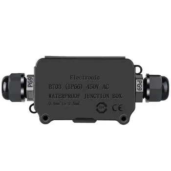 

IP66 Waterproof Outdoor 2 Cable PG9 Black Plastic Connector Gland Electrical Junction Box
