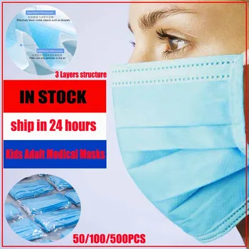 

Protective mask Fast delivery Disposable mouth protective face mask Adult use Three-layer meltblown cloth combination Masks