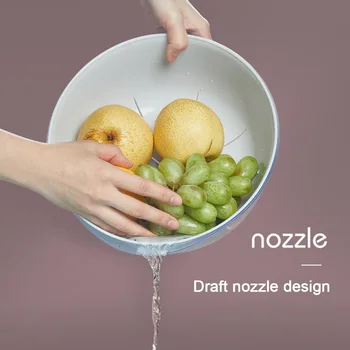 

Home Kitchen Fruits Vegetables With Basin Strainer Double Layer Rice Washing Cleaning Tools Storage Bowl Holes Draining Basket