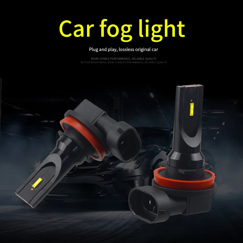 

2Pcs Car H11 H8 LED Fog Light Conversion Kit 12V 24V Bulb High Power 6000K Headlight 1860 LED Chips 30W Lamps 1000LM