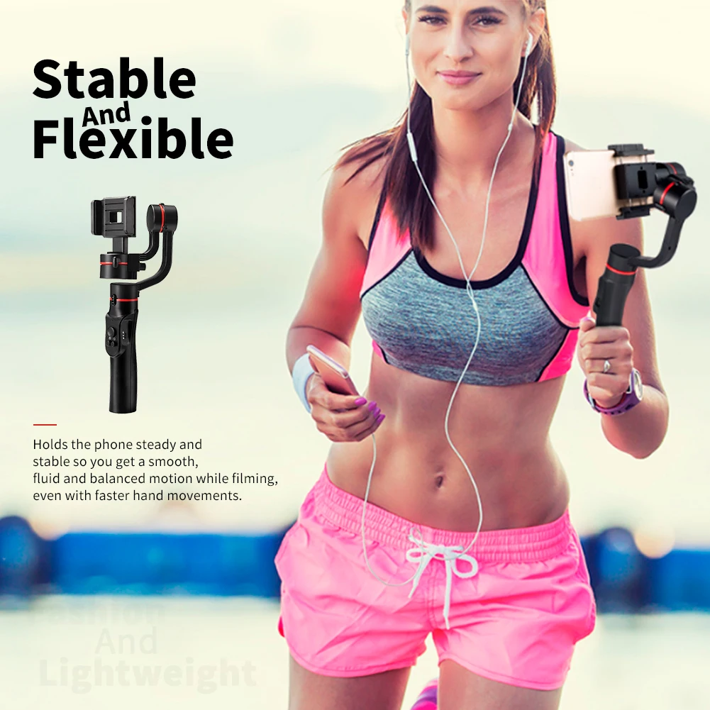  H2 3 Axis Travel Outdoor USB Charging Photography Handheld Gimbal Vlog Live Video Record Smartphone