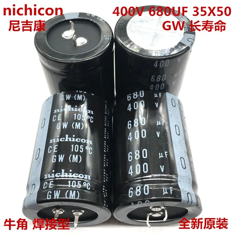 2PCS/10PCS 680uf 400v Nichicon GW 35x50mm 400V680uF Snap-in PSU Capacitor | Электронные компоненты и