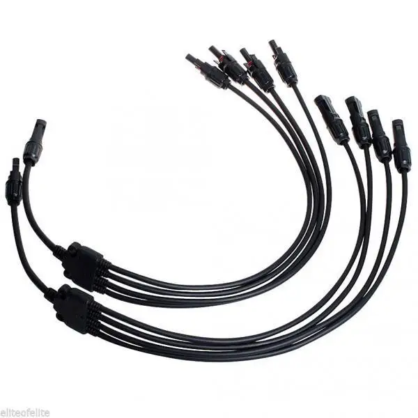 4 Pairs of  Y Branch Solar Panel Adapter Connector M/FFFF1 to 4 for Solar Wire Cable Connection