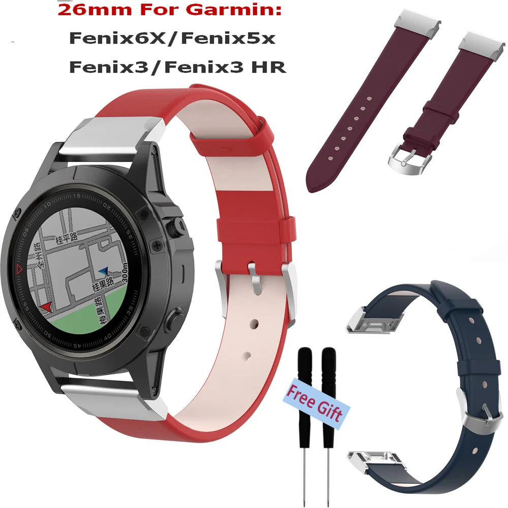 26 мм ремешок для наручных часов Quick Fit для Garmin Fenix 5X/Fenix 3 ремешок для наручных браслетов кожаный ремешок для наручных часов Garmin Fenix 6X ремни для часов