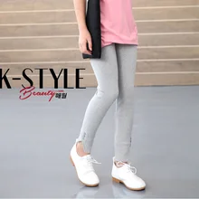 Осенние детские Леггинсы хлопковые штаны для девочек детские штаны в Корейском стиле с пуговицами