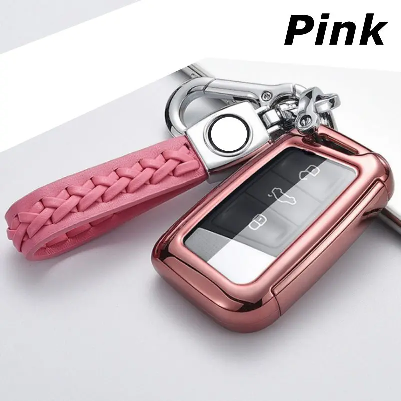 Pink Для Volkswagen MAGOTAN CC Passat ТПУ чехол для дистанционного ключа чехол с брелком - Название цвета: Pink