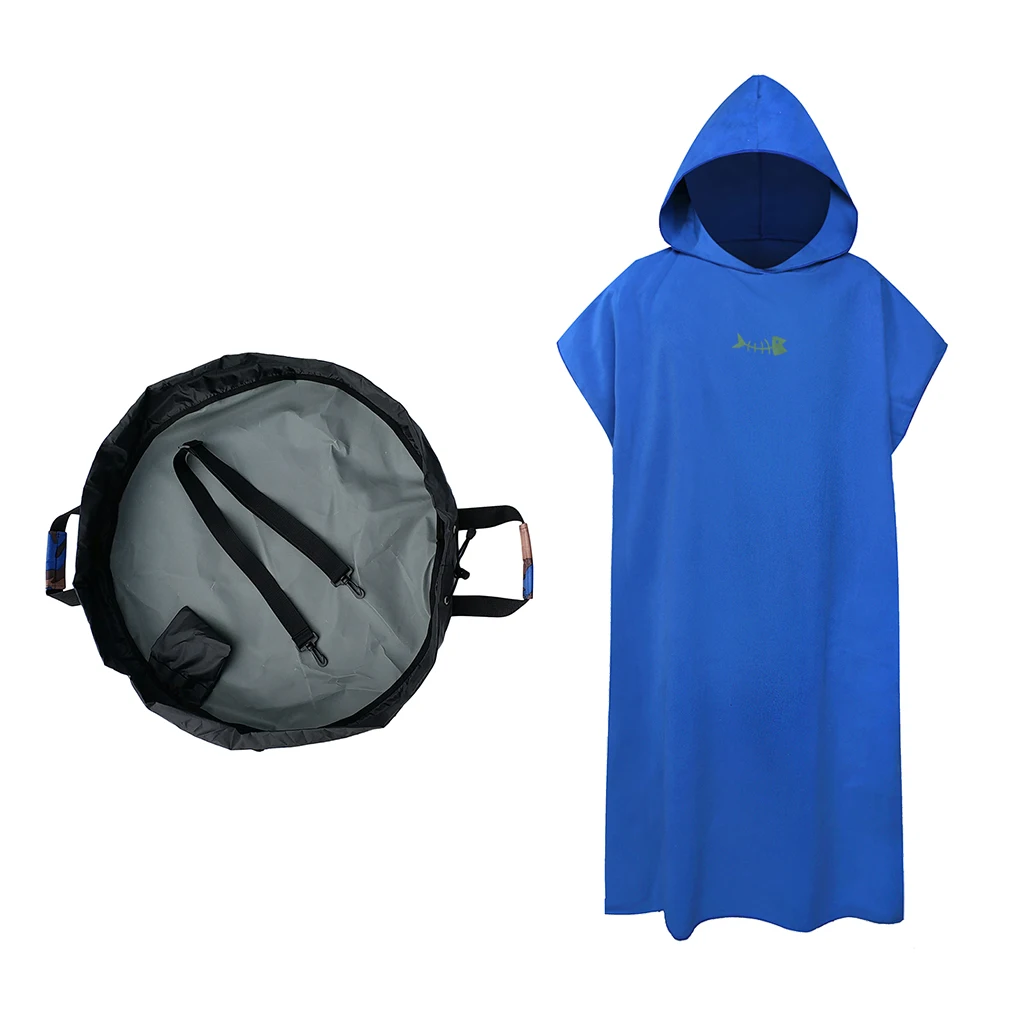 33.5inch Wetsuit Changing Mat Waterproof Dry Bag with Beach Surf Poncho Hooded Bath Robe Wetsuit Changing Mat