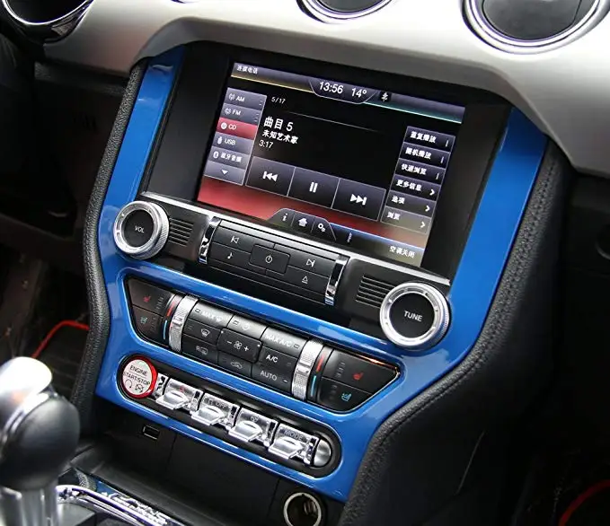 For Ford Mustang ABS Car Radio Dashboard GPS Frame Panel Cover Navigation Frame Cover Trim Stickers