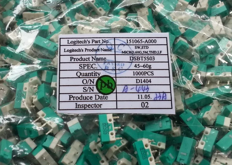 10PCS/lot Logitech original M705 M215 and other wireless mouse micro switch ultra-long life 5S0b12B 0b19a tact switch