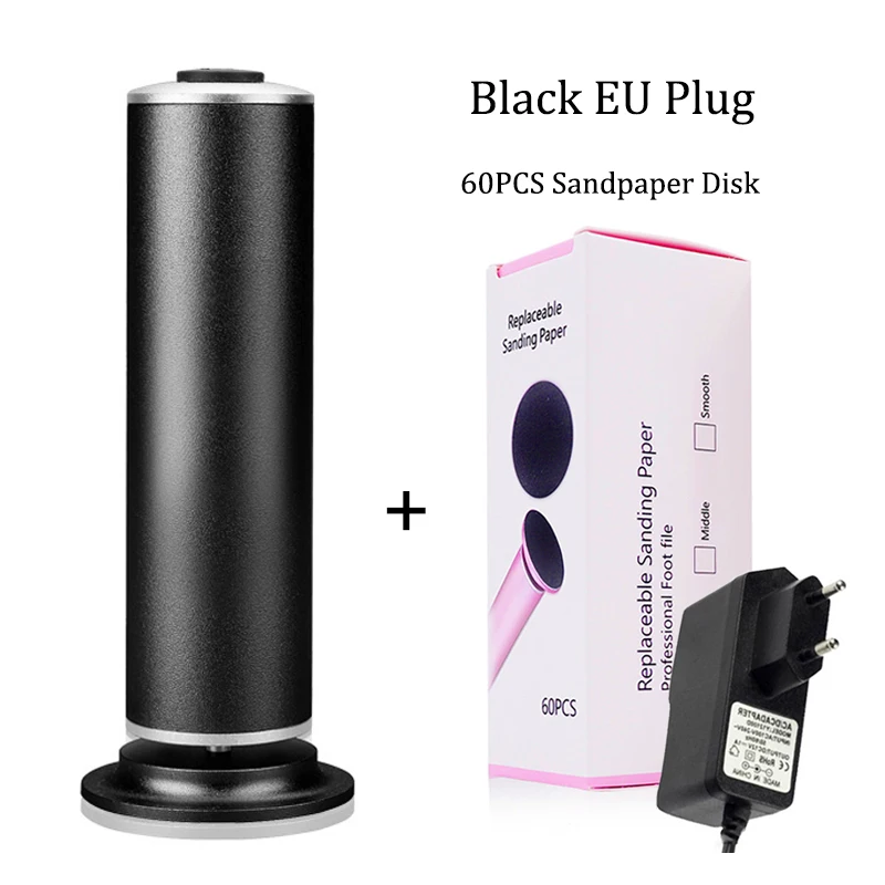 Black EU Plug Электрический педикюрный инструмент для ухода за ногами пилки для педикюра удалитель мозолей перезаряжаемый пилинг пилочка для ног омертвевшая кожа удалитель мозолей - Цвет: Black EU Plug