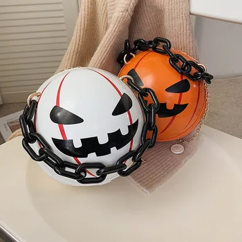 

Fun Halloween Pumpkin Round Small Crossbody bag for Women 2020 Shoulder Bag Purses Girl's Handbags Party Chain Bag Trend Pouch