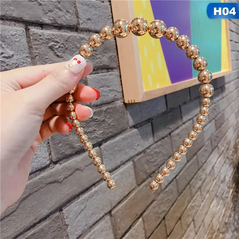 HDR2608H04 Модный Роскошный большой обруч жемчужный для женщин Элегантный головной убор дикая индивидуальность модный ободок тюрбан девушки волос головной убор ювелирные изделия - Окраска металла: HDR2608H04