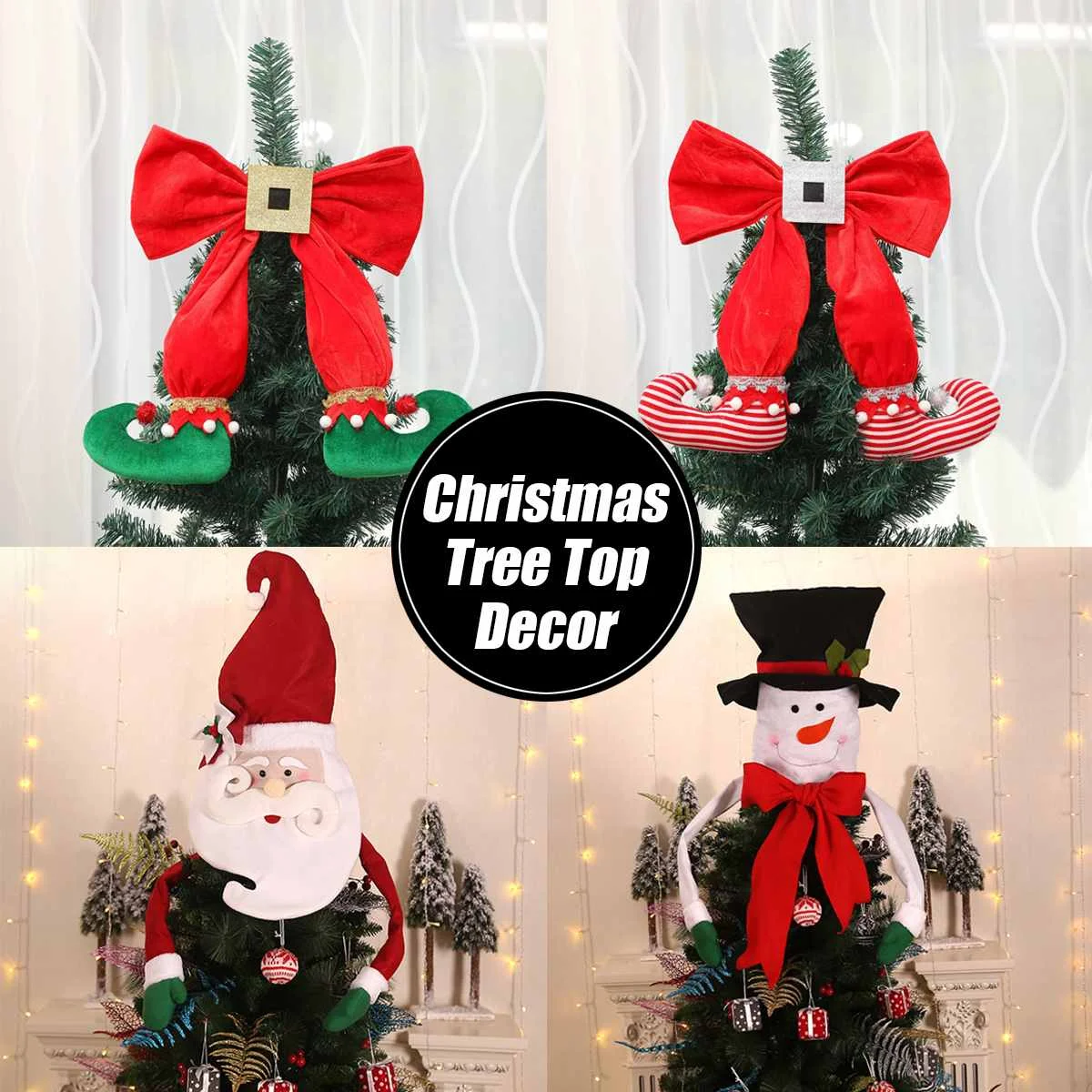 

Christmas Tree Top Decoration Red Pendant Christmas Ornament Cloth Shoe Santa Snowman Hat