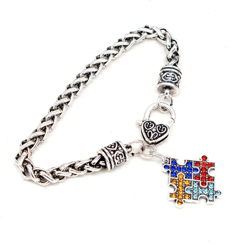 Children's puzzle autism bracelet 1pcs puzzle with diamonds Children's puzzle autism bracelet 1pcs puzzle with diamonds - Цвет: D