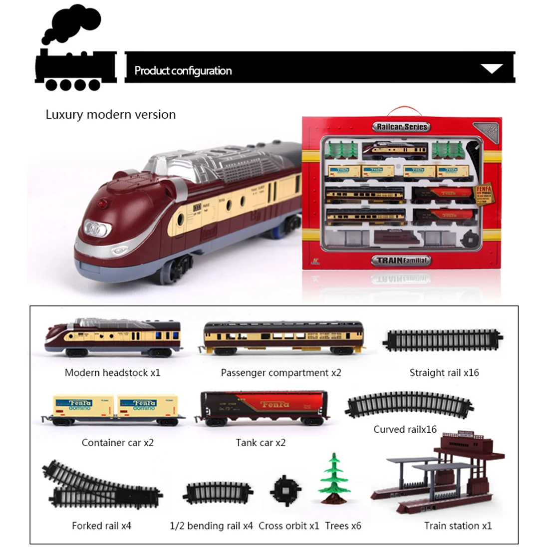  1:87 Children Electric Simulation Train Track Toy Set Sand Table Scene Railcar Series - Luxury Mode
