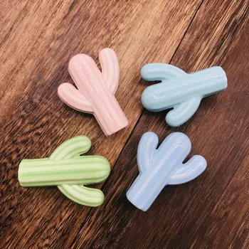 

Colored Cactus Dresser Knobs Single Ceramic Drawer Pulls Handles Cabinet Door Knob Handle Antique Rustic Kitchen Hardware Pull