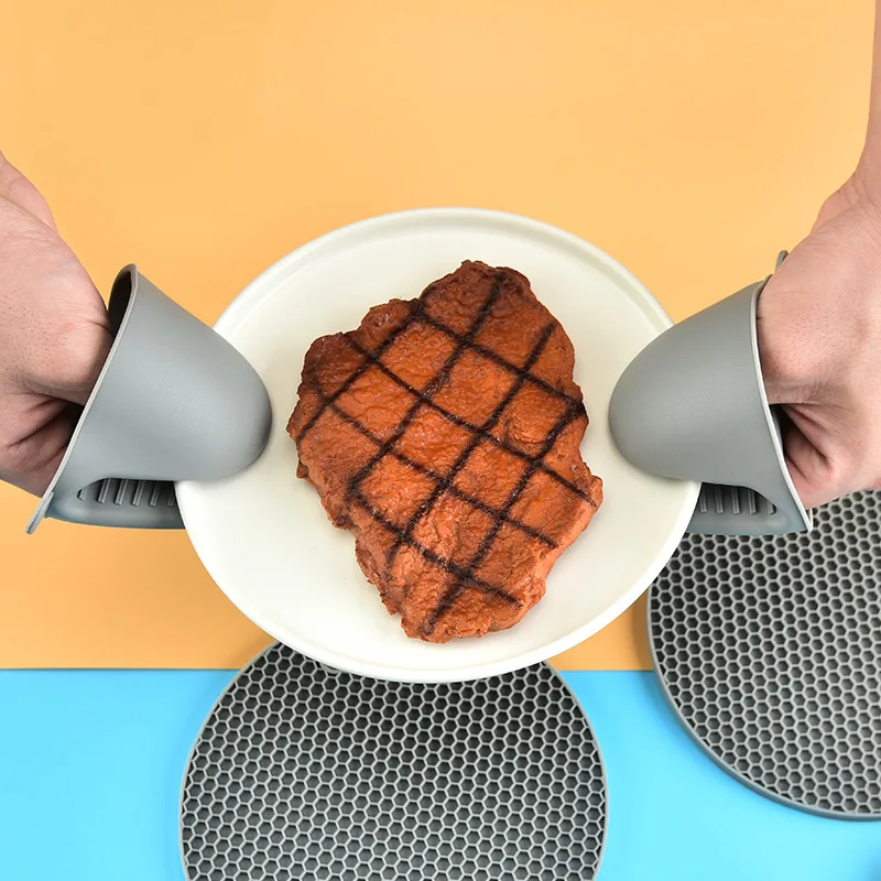 6Pcs Extra Long Oven Mitts and Pot Holders Sets, Heat Resistant Silicone Oven Mittens, Mini Gloves and Hot Pads Potholders