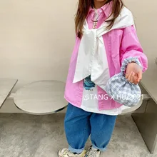 

Children's clothing spring 2021 new girls shirt boys girls striped long-sleeved shirt shawl trendy boy