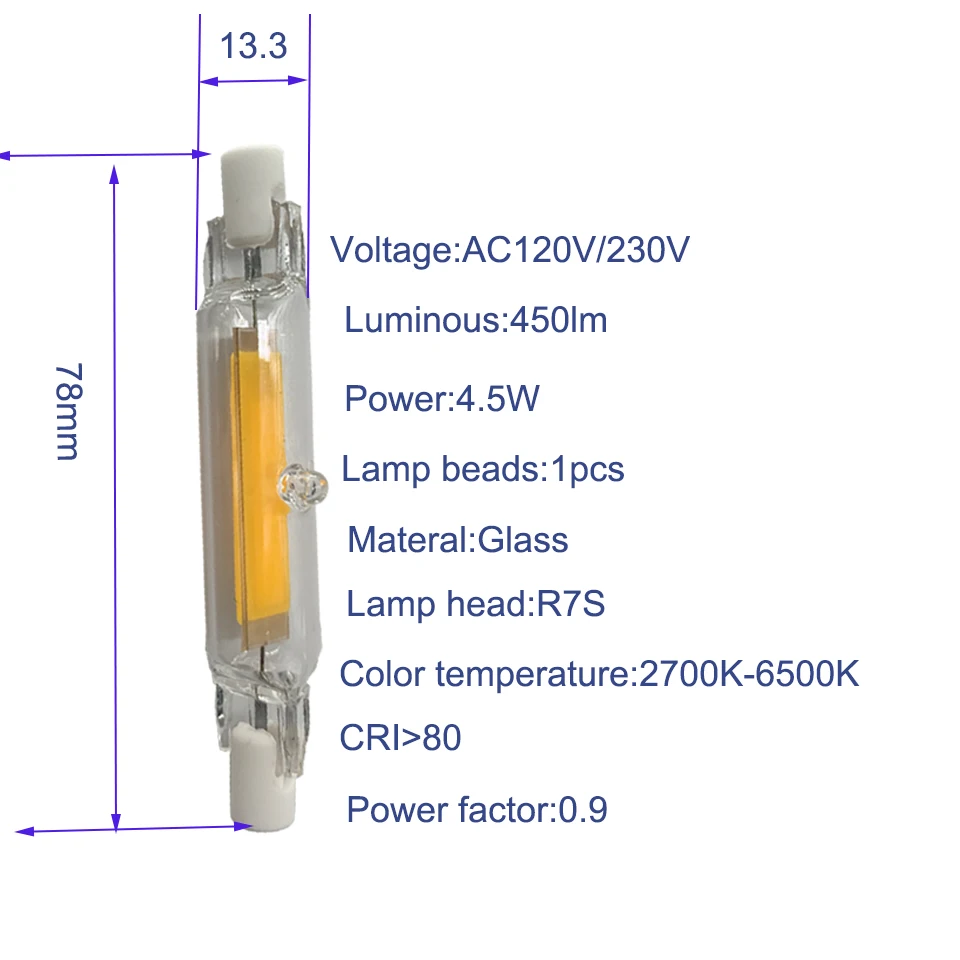 Диммируемый R7s светодиодный J78 J118 7 Вт 12 Вт 15 Вт 25 Вт COB лампы керамический стеклянный ламповый светильник Замена ампул 70-200 Вт галогенный Bombillas светильник s