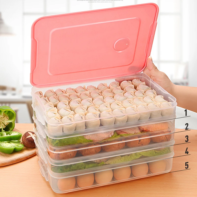Food Box Storage Dumpling Refrigerator Container Plastic Organizer Kitchen