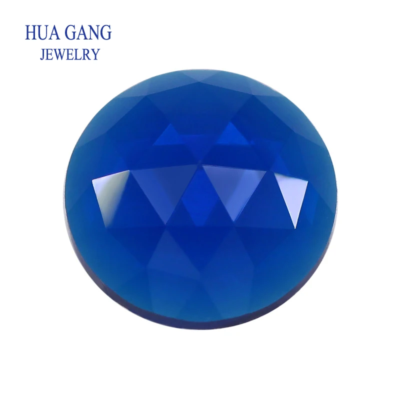 Round Shape 1113 Blue Rose Cut Glass Gems Stones Flat Bottom Loose