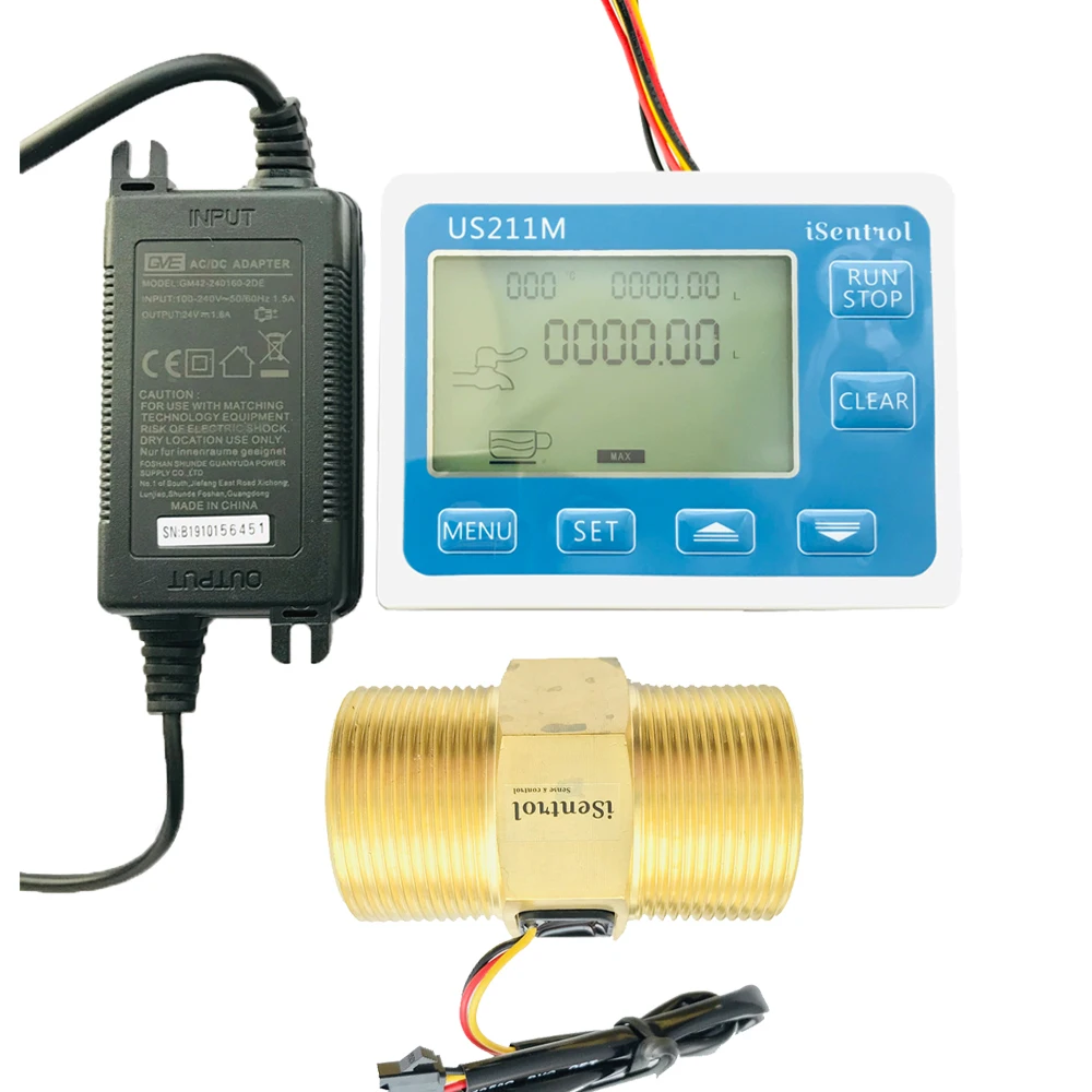 Trucar Contador De Agua Con Alambre Medidor de flujo Digital de agua caliente US211M y Sensor de flujo Hall de  USC-HS121TA, medición de 9-200L/min, rango BSPP G1, 1/2 ", Dijiang iSentrol  - AliExpress Herramientas