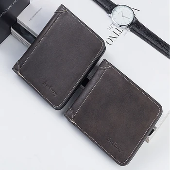 

Men Leather Wallet Bifold ID Purse Checkbook Short Clutch Billfold Genuine Leather Purse Cards Holder