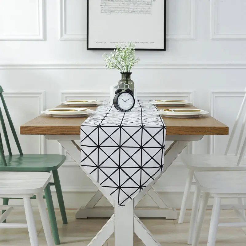Nordic simple modern fashion Plaid table runner table mat tea table cloth geometric pattern fabric table runner