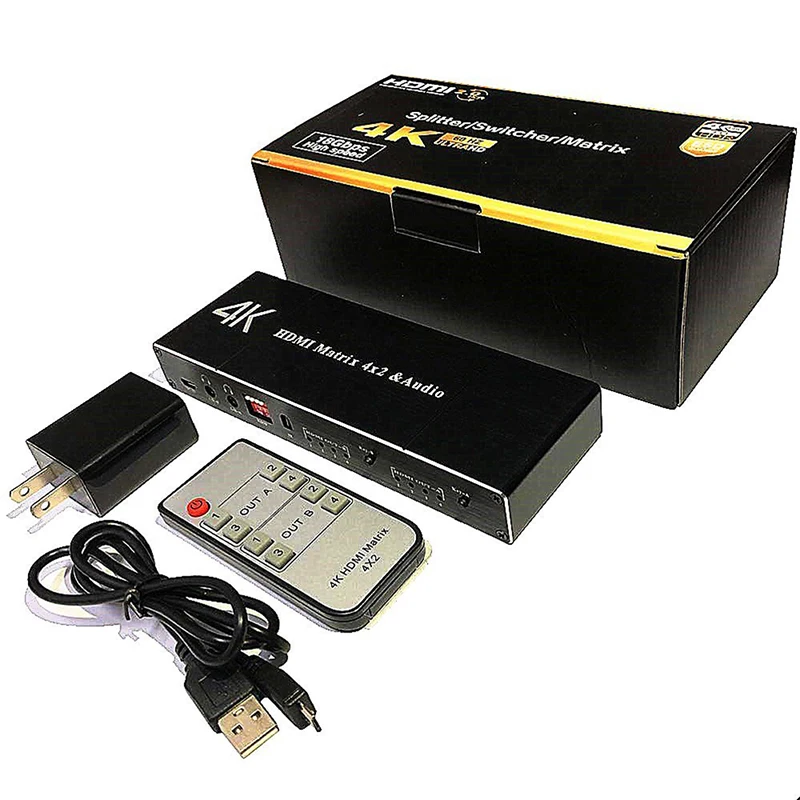 2,0 HDMI матричный 4x2 4K HDR переключатель разветвитель 4 в 2 выход оптический SPDIF+ 3,5 мм разъем аудио экстрактор HDMI коммутатор