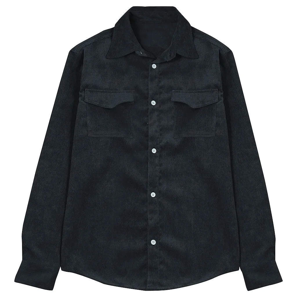 Navy KANCOOLD, мужские повседневные рубашки, новинка, модные однотонные мужские рубашки, повседневные топы с длинным рукавом, вельветовые повседневные блузки, Dec18 - Цвет: Navy