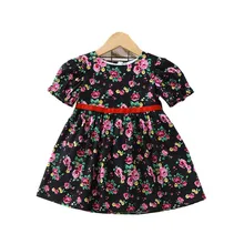 Платье для девочек с цветочным принтом Летнее Детское платье принцессы