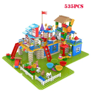 

Big Particle DIY Playground Store Farm Building Blocks Compatible Duploed City House Castle Bricks Toys For Children Kids Gifts