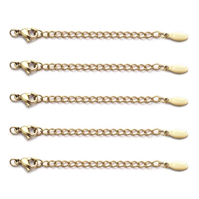 Stainless Steel Extended Extension Bracelet Necklace Tail Chain Lobster Clasps Connectors For DIY Jewelry Making Findings