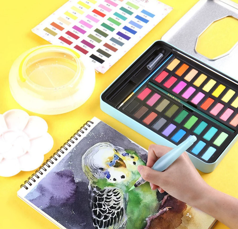 

Solid WaterColor Pigment 36 Color Beginner portable watercolor hand-painted set Art Supplies