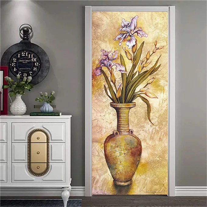 Wood Door Sticker For Living Room Bedroom Landscape PVC Self-Adhesive Waterproof Wallpaper On The Doors Renew Cartoon DIY Mural - Color: SD134