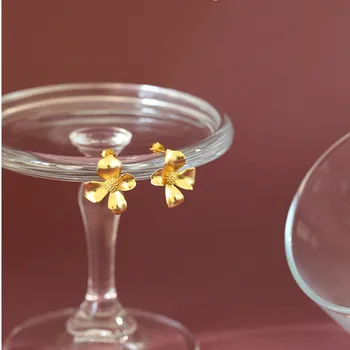 

Korean Gold Stud Earrings Silver 925 Jewelry 925 Sterling Silver Earings For Women Simple Trendy Flowers Earring Aretes De Mujer