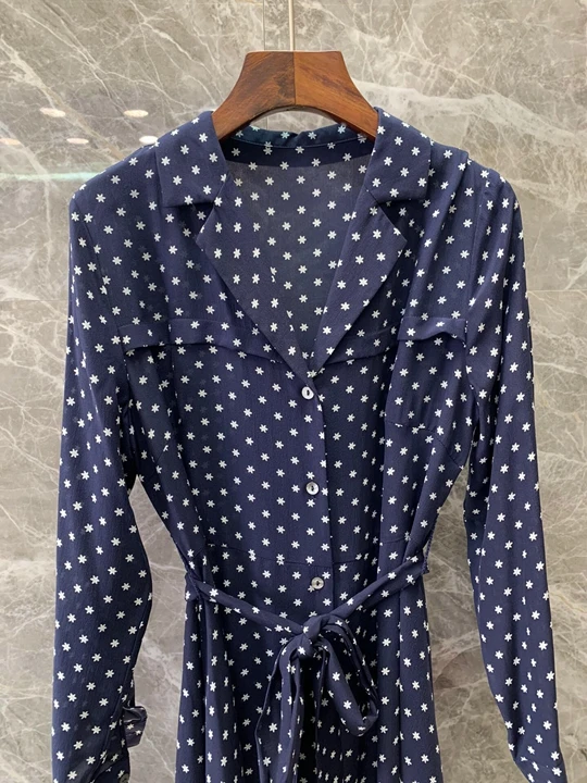 Осень и зима женский костюм с лацканами шесть остроконечных звезд печати украшения на шнуровке талии с длинным рукавом платье 1123