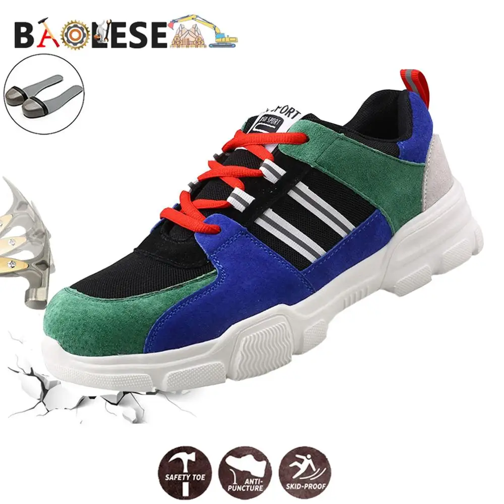 

BAOLESEM Winter Man Work Shoes Steel Cap Toe Anti-smashing Male Work Safety Boots Fashion Men Shoes Work Safety Boot Lightweight