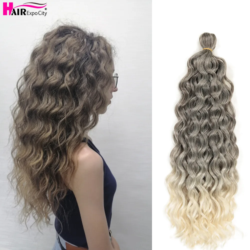 18 Inch Hawaii Curl Hairstyle Ocean Wave Crochet Braid Hair Natural Synthetic Braiding Hair Extensions For Women Hair Expo City
